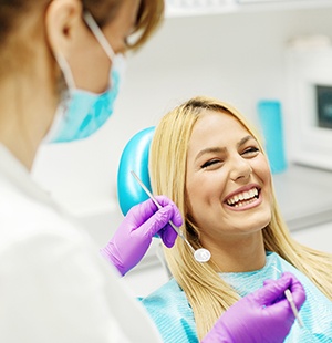 blonde woman getting checkup