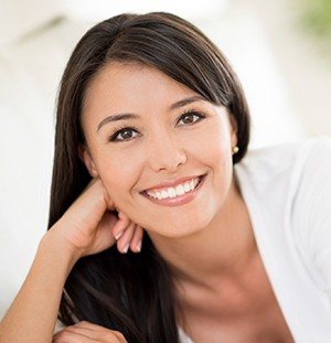 woman with white smile smiling