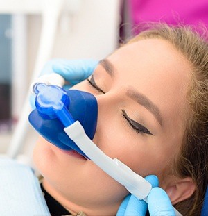 woman with nitrous oxide mask on