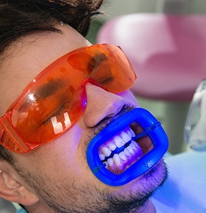 man getting teeth whitening